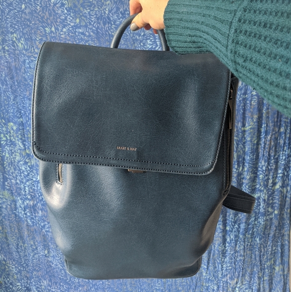 Matt & Nat Handbags - Matt & Nat Blue Vegan Leather Backpack